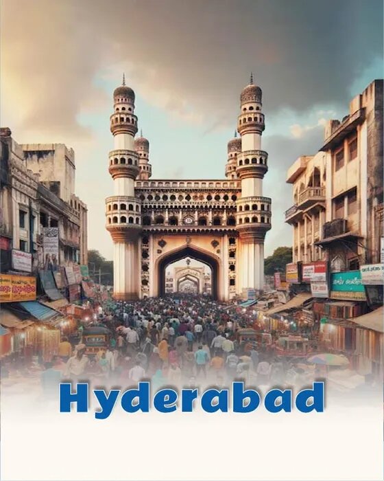Charminar at dusk in Hyderabad